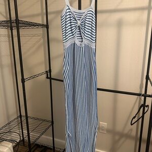 SHEIN Blue and White Striped Maxi Dress